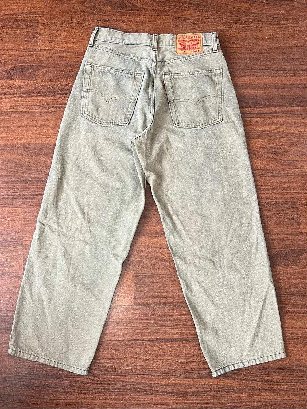 Levi's 578 Baggy Denim Jeans Men's 30x30 Faded Olive/Sage Green 90’s Streetwear